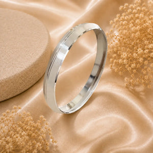Simple V-shape Double Dot Silver Kada for men 50 gm silveradda