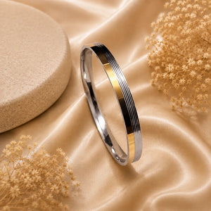Single Side Rodium 3 Lines Pure Silver Kada for Men 40 gm, silveradda