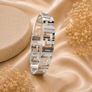 Versace Cut Design Silver Kada for Men | 925 Hallmarked Stylish Kada by SilverAdda