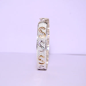 Men's Silver Kada | Unisex Silver Men Women Kada | Golden Polish Laser Cut | Silveradda