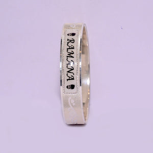 Flat-Shaped Customized Silver Name Kada For Men Silveradda