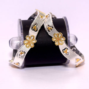 Flower Style Bangle Golden Polished for women Silveradda