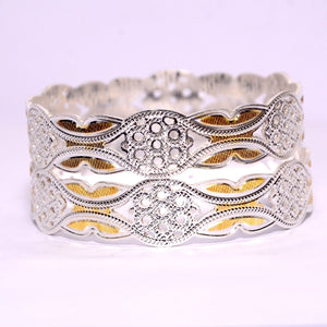 Elegant Floral Design 925 Sterling Silver Bangle for Women – Silveradda