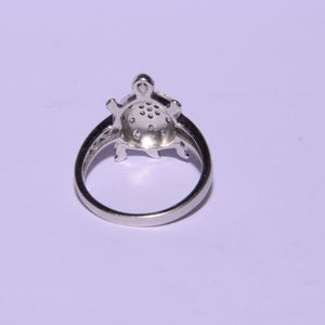 Tortoise(Kachua) Silver Ring With White Diamond Silveradda