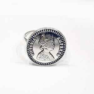 Silver Black polished victoria ring