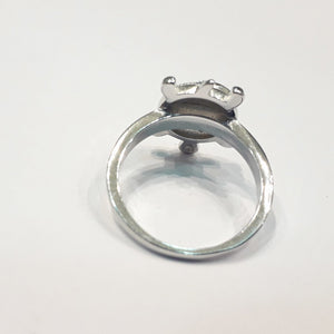 Tortoise Sterling Silver Ring with Green Stone & White Diamonds | Silveradda
