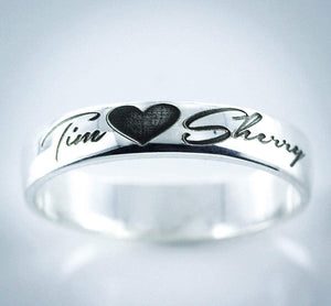 Classic Name Engraved Couple Ring | Silver Ring For Couples Silveradda
