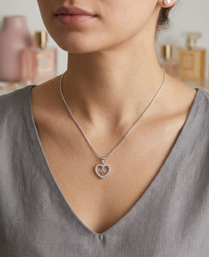 925 Double Heart Silver CZ Pendant for Women | Silveradda