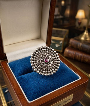 925 Oxidized Silver Rakhdi with Pink Stone | Silveradda
