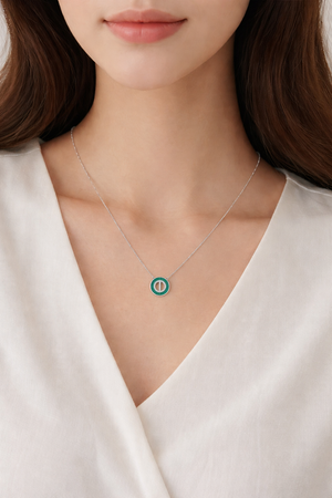 Green Circle Silver Necklace for Women | 925 Sterling | Silveradda
