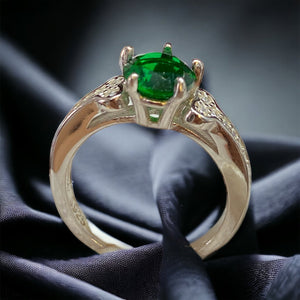 925 Sterling Silver Green Emerald Zircon Engagement Ring | Silveradda