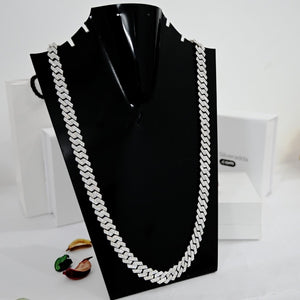 925 Sterling Silver Iced out Cuban Link Chain for men | Cuban Chain Men's Sterling Silver With Diamonds