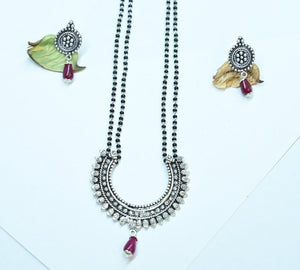 Antique Design Silver Magalsutra For Women | 925 Silver Mangalsutra Earring Set | Silveradda
