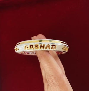 Customised Name Kada for Men – Golden Polish | Personalized 925 Silver Kada