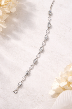 Elegant Baguette Link 925 Sterling Silver Bracelet for Women | Silveradda