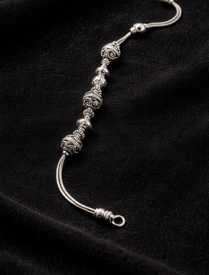 Heritage Oxidized Ball 925 Silver Bracelet Silveradda