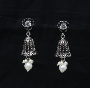 Bell Design Silver Earrings | 925 Silver Antique Earrings By Silveradda