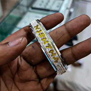 Center Name Rotation Silver Kada for Men 925 Customised Silver Kada Silveradda