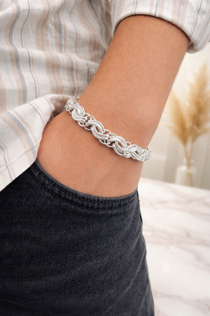 Sterling Silver Designer Bracelet for Men | Premium Linked Pattern Chain – Silveradd