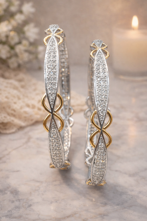 Infinity Design Dual Tone Sterling Silver Bangle for Girls & Women Silveradda