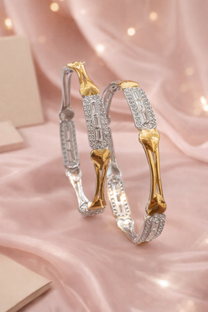 Premium Dual Tone Silver Bangle for Women | Modern Elegant Design – Silveradda