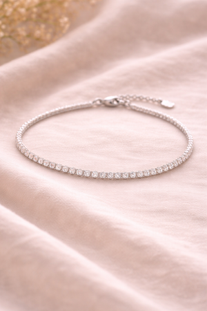 Minimal CZ Tennis 925 Silver Bracelet for Women | Silveradda