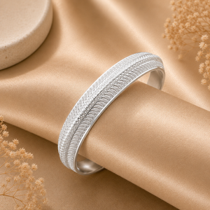 Voylla Designed Pure Silver Kada For Men | Mens Silver Kada