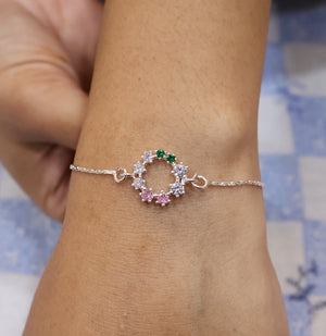 Circle Stone Silver Bracelet Rakhi | 925 Silver Bracelet – Silveradda