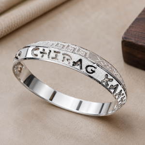 Customised Name Silver Kada For Men | Pure Silver Kada For Men | Silveradda