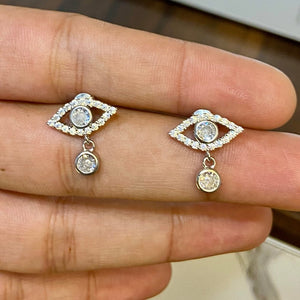 Diamond Silver Evil Eye Earrings For Womens | 925 Silver