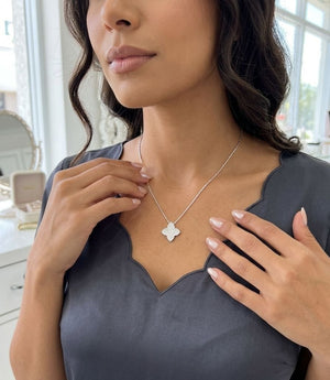 Elegant Clover Design Silver Necklace for Women | Silveradda