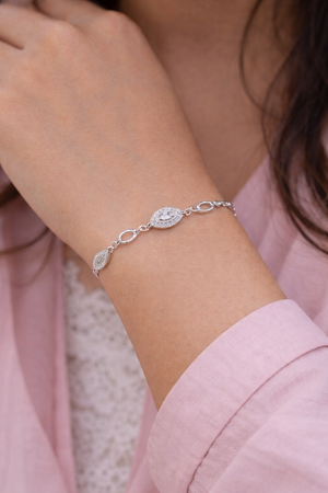 Elegant Marquise Crystal Silver Bracelet for Women | Silveradda