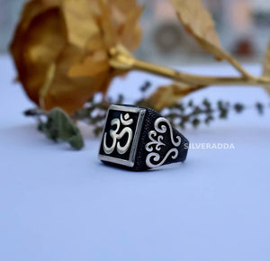 Om Silver Ring for Men in 925 Silver | Religious Ring Silveradda