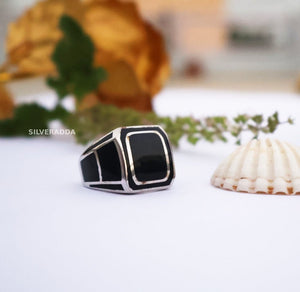 Elegant Square Shaped Silver Ring for Men Silveradda