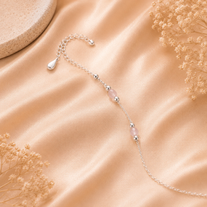 Soft Pink Bead Silver Adjustable Bracelet for Women | Silveradda