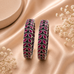 Traditional Purple Stone Studded Designer Kada Bangles Set for Women | Silveradda