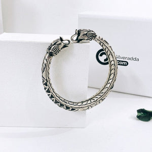 925 Solid Silver Elephant Kada For Mens, Sterling Silver Oxidized Kada