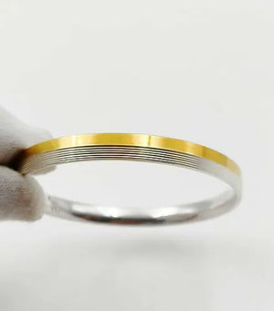 Flat Half Round Gold Rhodium Silver Kada for Men Silveradda