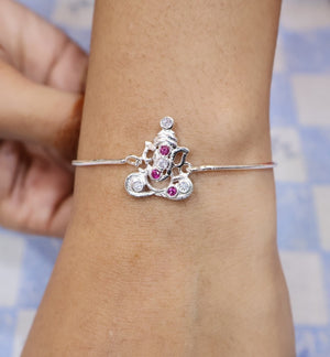 Ganesh Design Silver Bracelet Rakhi | 925 Sterling Silver Rakhi Bracelet | Silveradda