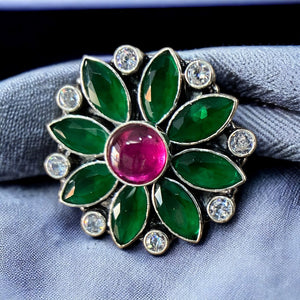 Green Stone Silver Ring For Women's | 925 Silver Pink Stone Ring | Silveradda