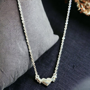 Heart Silver Necklace For Women | 925 Silver Chain Heart Wings Girl's Necklace | Silveradda