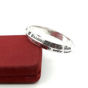 Heavy Solid Mantra + Om + Trishul Design Customised Silver Kada for Men 95 gm silveradda
