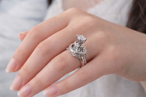 Solitaire Silver Ring with CZ Stones for Women | Elegant Ring | Silveradda