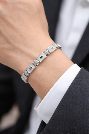 Iced Out 925 Pure Silver Bracelet For Men's | Silveradda