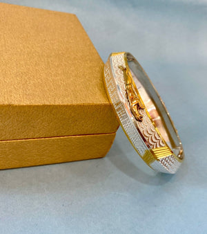 Silver Golden Jaguar Kada, Silver Punjabi Kada, Pure Silver Kada For Mens Silveradda
