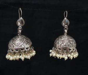 Large Hanging Silver Earrings | 925 Silver Pearl Earrings By Silveradda