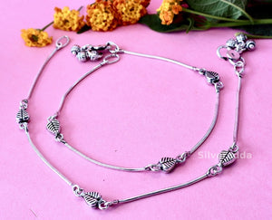 leaf design 925 pure silver anklet pair for women Silveradda