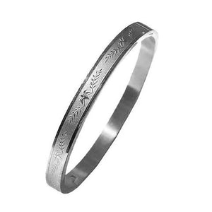 Leaves Style Pure Silver Ladies Bangle, Silveradda