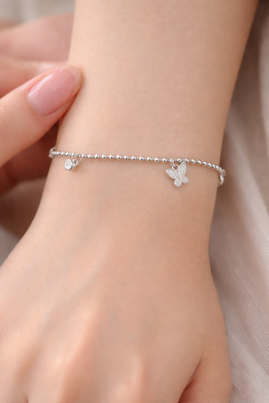 Minimal Butterfly Charm 925 Silver Bracelet Silveradda