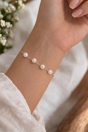Minimal Pearl Drop Silver Bracelet for Women | Silveradda